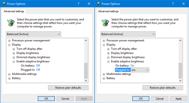 How to Enable Adaptive brightness in Windows 10