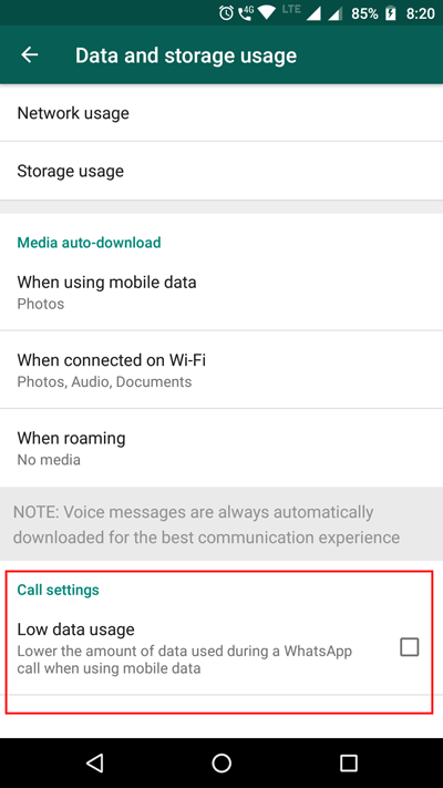 How to enable data saver in WhatsApp