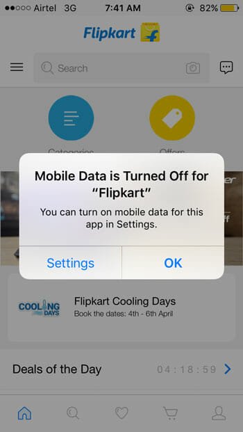 Mobile data disable on iPhone example