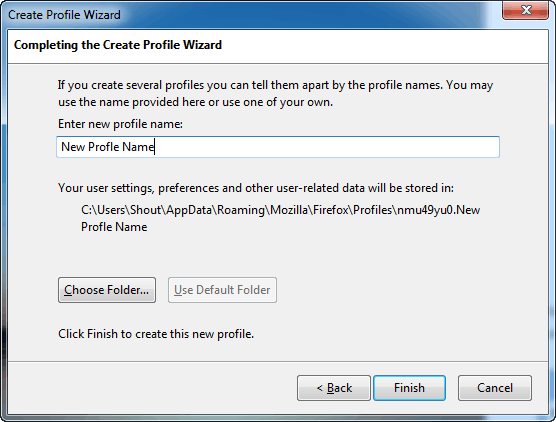 New Firefox Profile Name