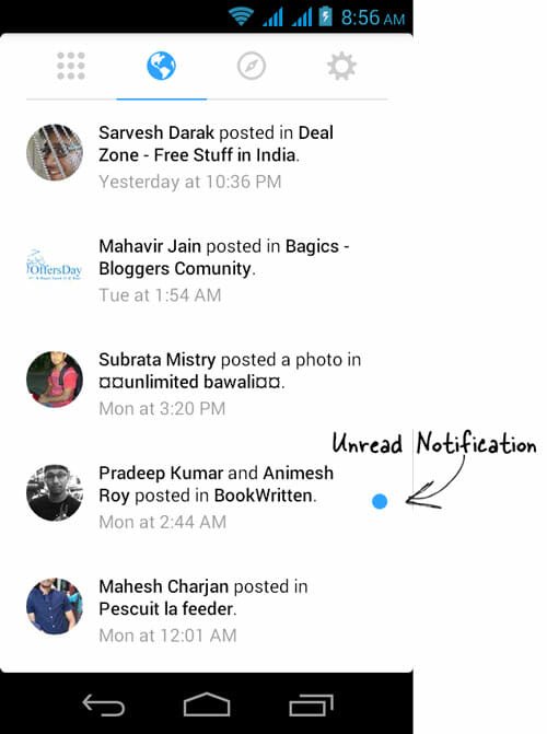 Notifications on Facebook Groups App