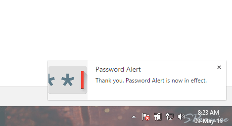 Password alert setup completed