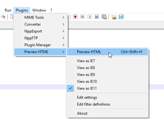 Preview HTML in Notepad++