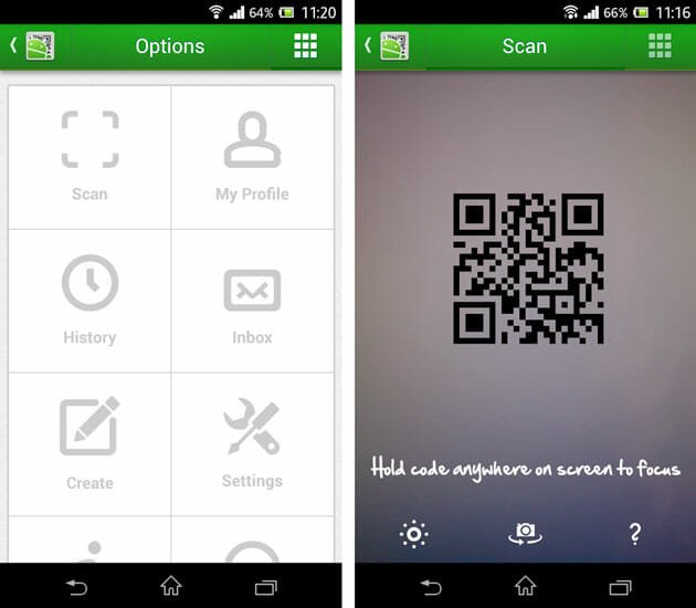 How do you use a QR code reader on an Android phone?