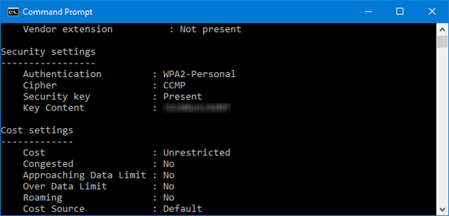 Saved wifi password in windows command prompt