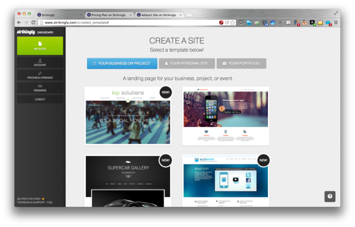 Strikingly - Template Page