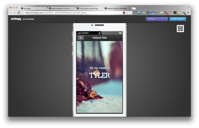 Strikingly - Mobile Preview