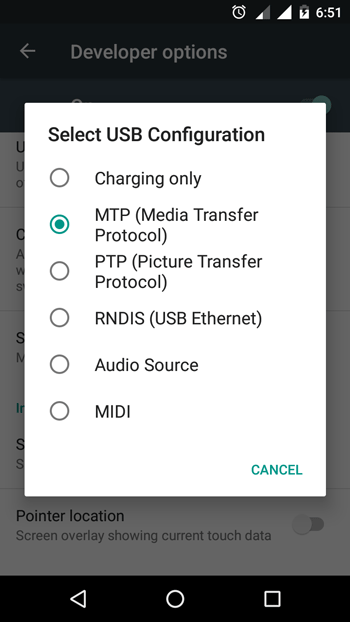 Select Default USB connection type
