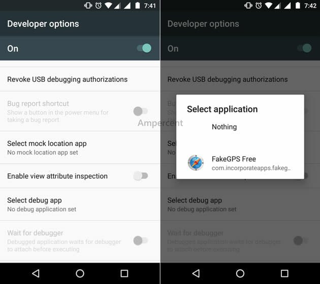 Select mock location app in Android