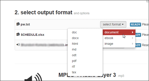 Select-output-format