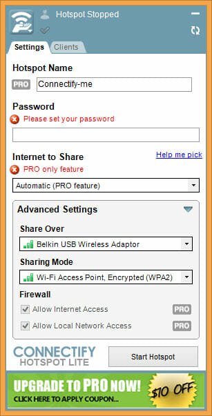 Setup and customize your Connectify Hotspot.