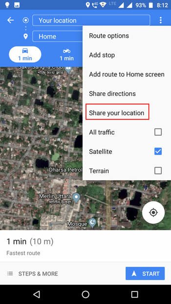 Share Location with Google Maps