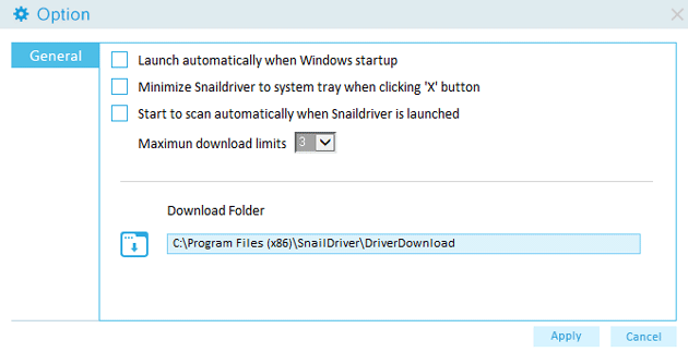 Snail Driver Settings