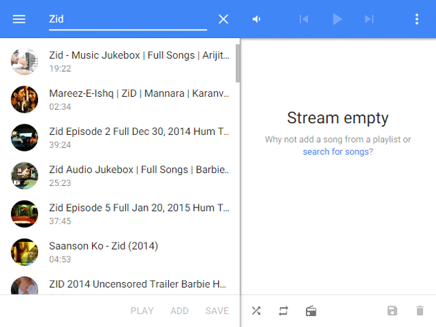 Streamus-Songs-search-result
