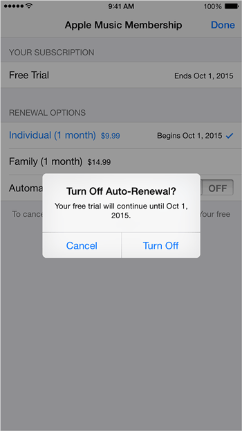 Turn Off Automatic Subscription of Apple Music