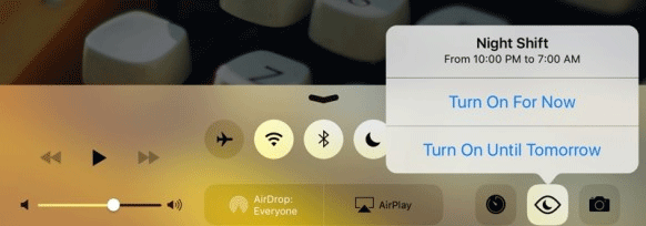 Turn on Night Shift in iOS 9.3 from Control Center