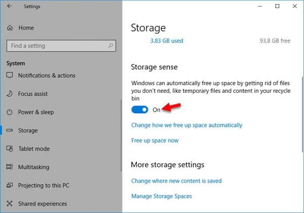 Use Storage Sense in Windows 10