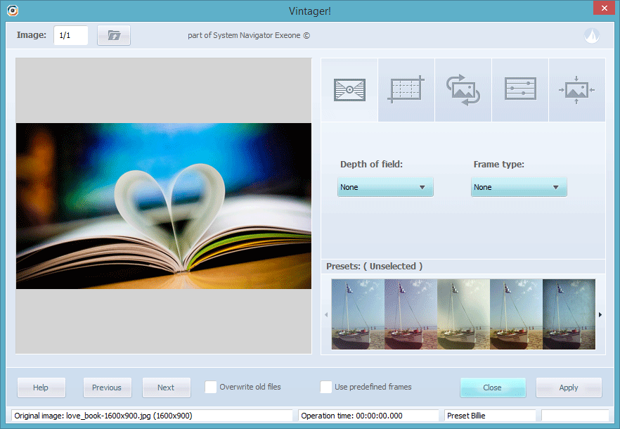 Vintager Interface with Image