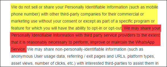 WhatsApp Discloses Information
