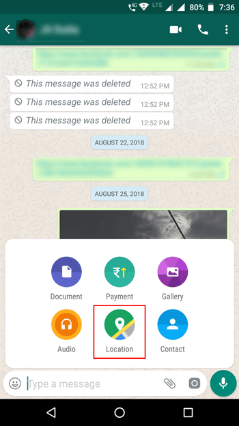 WhatsApp Live Location