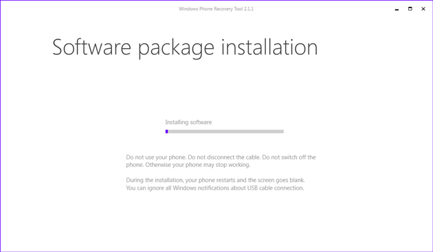 Windows Phone software installing