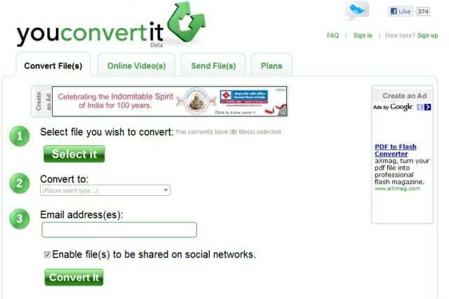 free, online, conversion tool, YouConvertIt