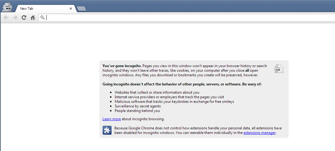 Incognito Tab - Google Chrome