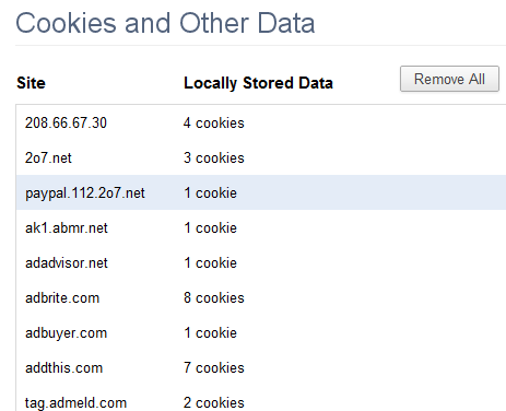 See Cookies and other data in Google Chrome