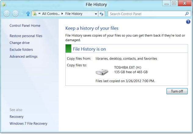 What is File history in Windows 8
