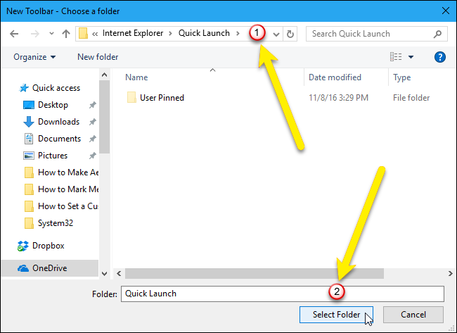 get quick launch bar on windows 8