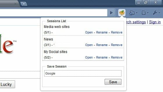 Google Chrome Session Manager