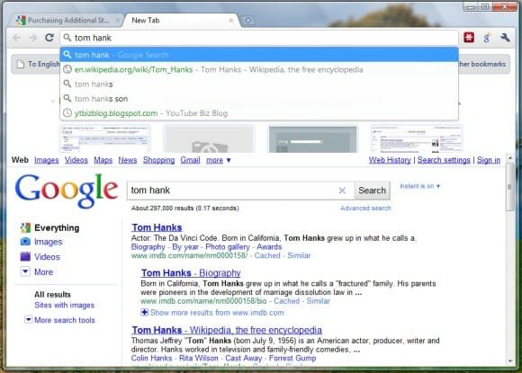 Google Instant - Google Chrome