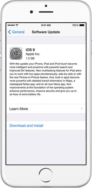 Upgrade iPhone to iOS 9