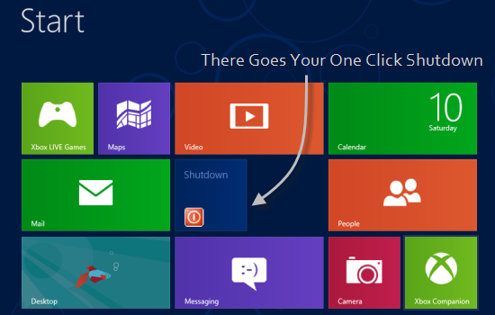 Shutdown tile in Windows 8