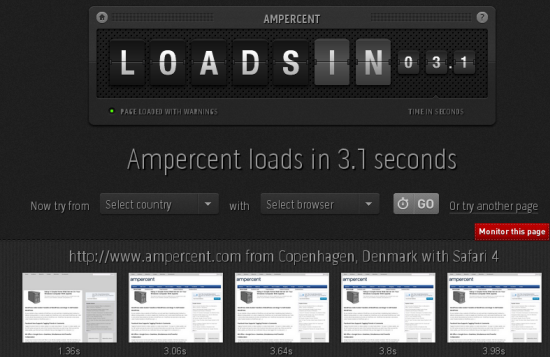 measure loading time of websites from different geo locations