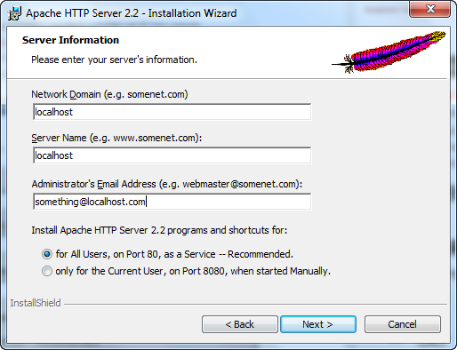 Installing Apache for Home web server in Windows