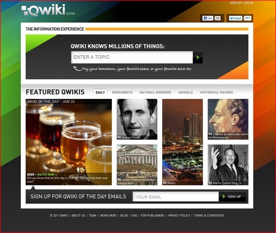 A Shot of Qwiki's Homepage