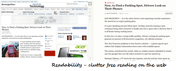Format webpages for clutter free reading
