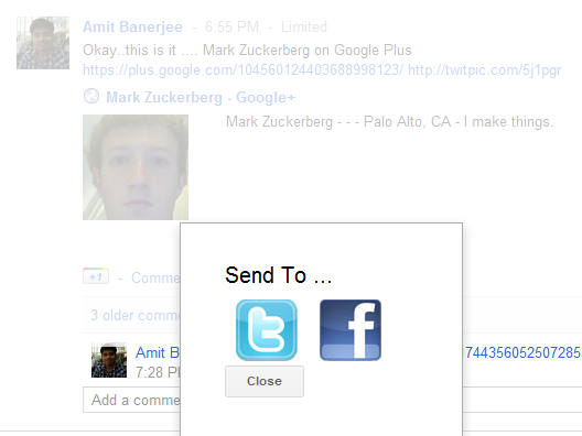 Share Google Plus updates on Twitter and Facebook
