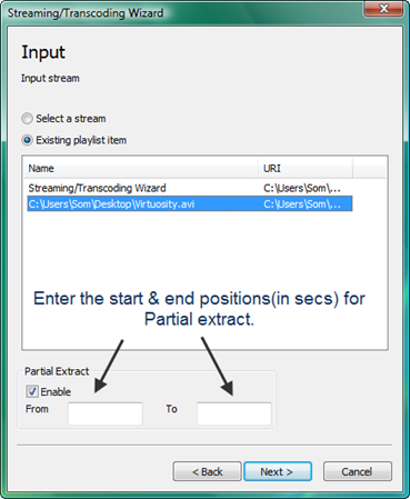 Select item to transcode