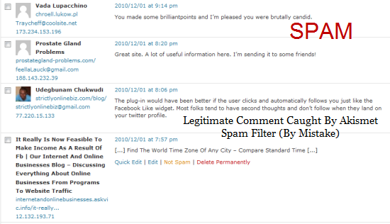 Akismet spam Filter Fails in Moderating the SAfe comment