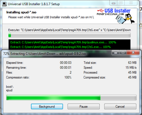 universal usb installer to make a bootable usb stick.