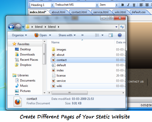 Create Different pages of Your Static Website Hosted in Dropbox