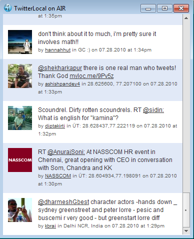 Desktop tool to read location based tweets