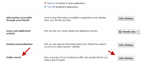 Edit Facebook Privacy settings