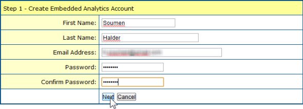 embed real time analytics charts stats signup