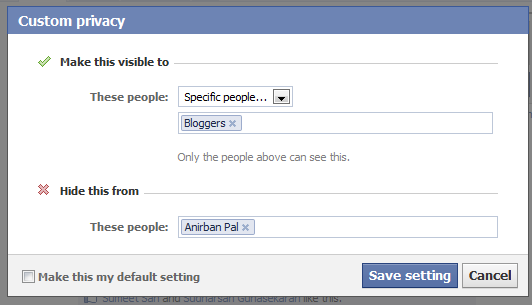 Facebook Status Update Privacy Settings