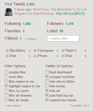 Filter Tweets IN New Twitterusing Keywords, Source 