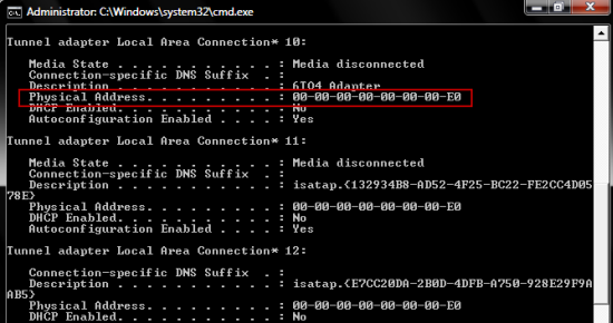 Find MAC address of your computer