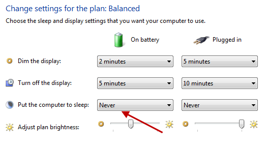 Stop automatic hibernation of Windows